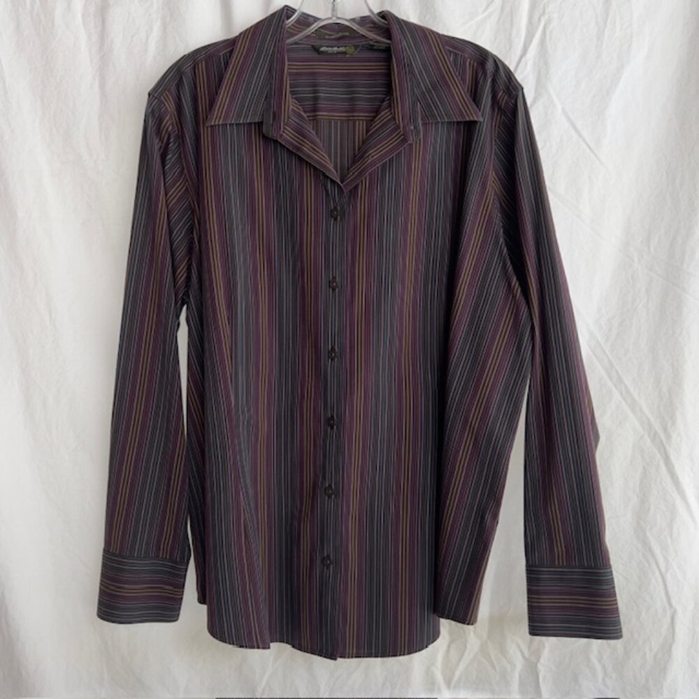 Eddie Bauer Stretch Wrinkle Resistant Long Sleeve Striped Blouse
